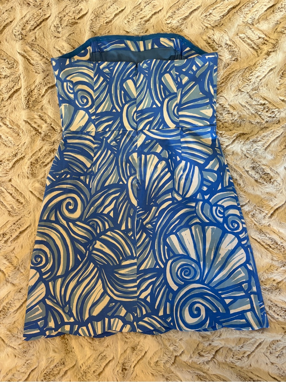 Vineyard Vines Size 10 Blue White Seashell Print Strapless Dress - Picture 3 of 4